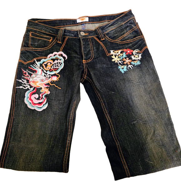 ANTIK DENIM Stretch Embroidered Low Rise Bootcut Jeans Boho S - Picture 12 of 16